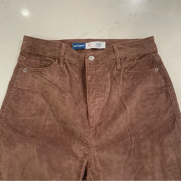 WORN ONCE! Old Navy Woman’s Higher High-Rise Flare Brown Corduroy Pants - Picture 6 of 15